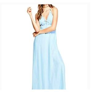 Guess Blue Denim Maxi Dress Size XS Spaghetti Strap Summer Boho Festival